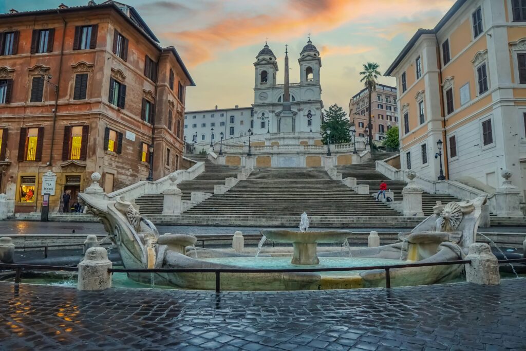 The Spanish Steps early in the day on a half day private Rome golf cart tour