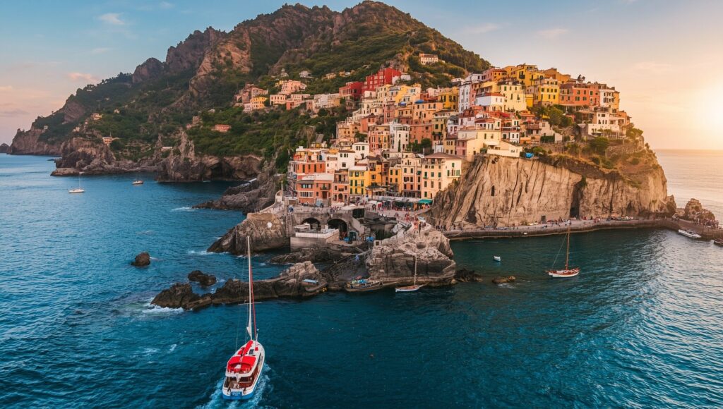 The town of Amalfi seen from the sea on a private day trip from Rome