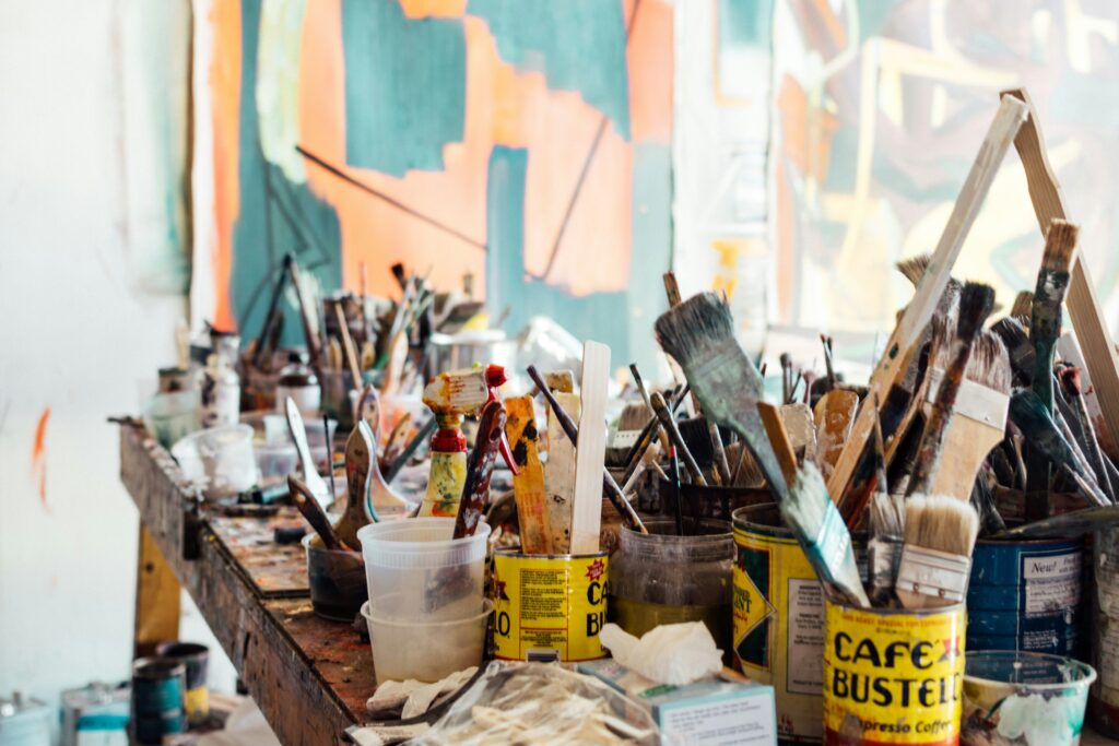 Artist studio in Rome visited on a private art and hidden streets walking tour