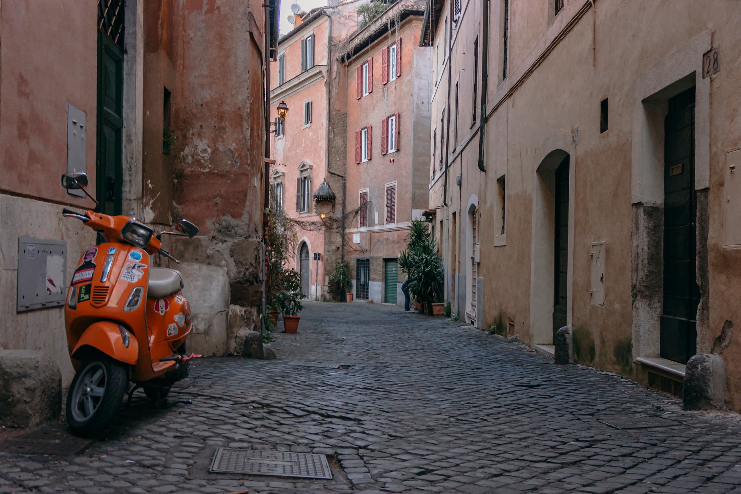 A Vespa in a Trastevere street